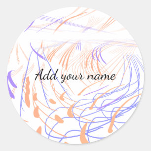 Violett orange Aquarell abstrakt Namenstext th Runder Aufkleber