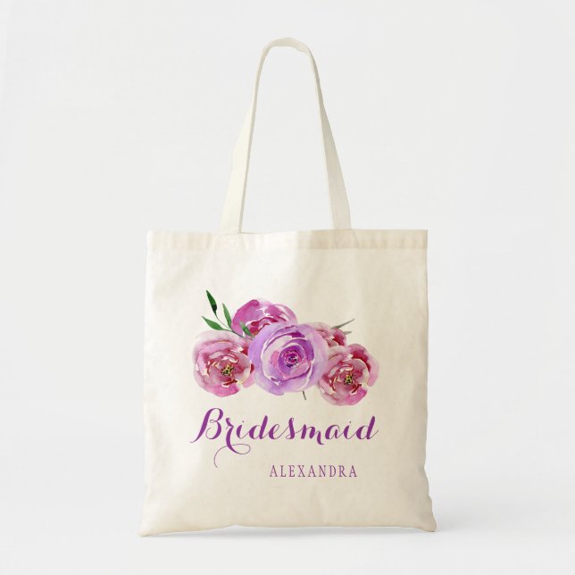 Violett Pflaume lila Bouquet Hochzeitsjubiläum Tragetasche (Vorne)