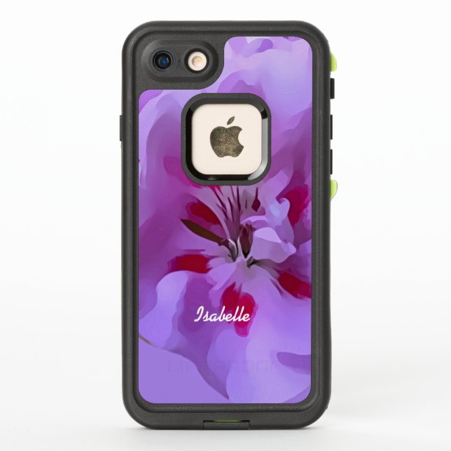Violett Pink Abstrakte Hibiskus Blume Personalisie (Rückseite)