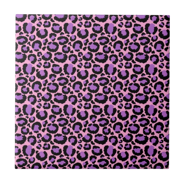 Violett Pink Cheetah Leopard Muster Tierlover Fliese (Vorderseite)