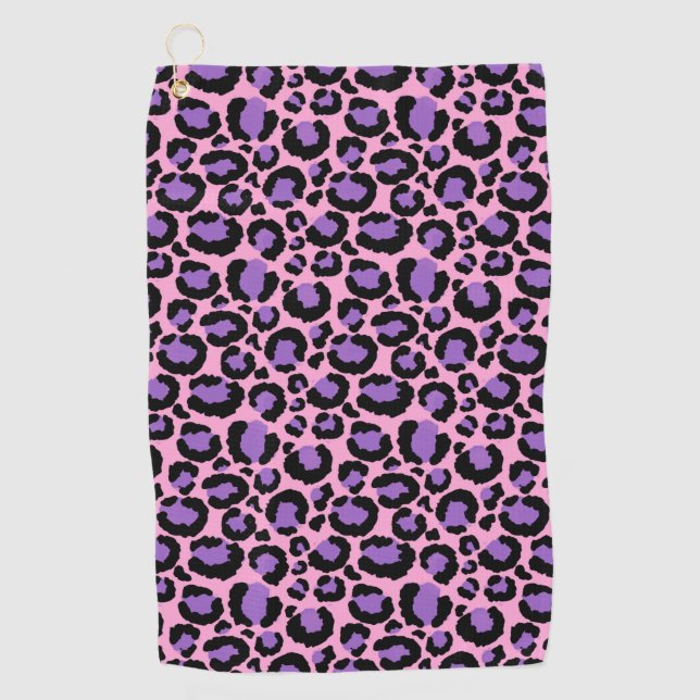Violett Pink Cheetah Leopard Muster Tierlover Golfhandtuch (Vorderseite)