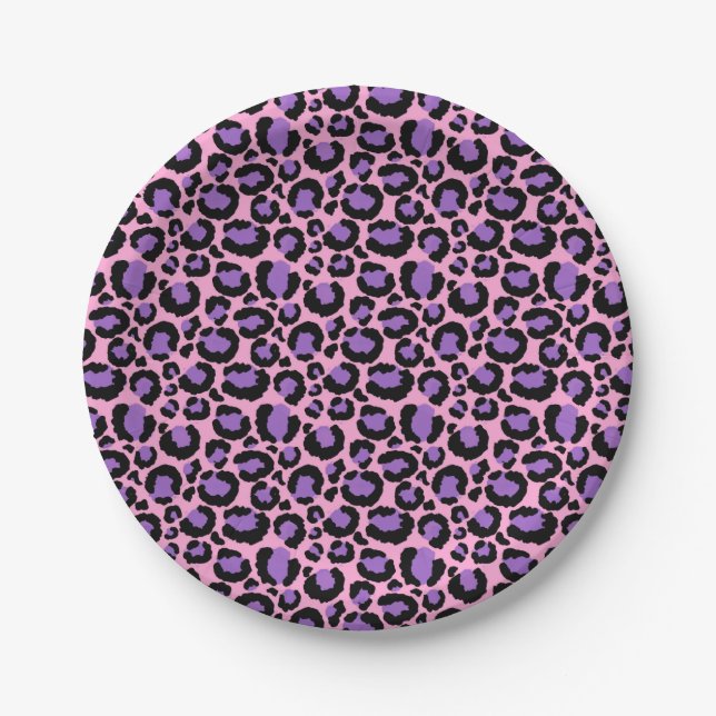 Violett Pink Cheetah Leopard Muster Tierlover Pappteller (Vorderseite)