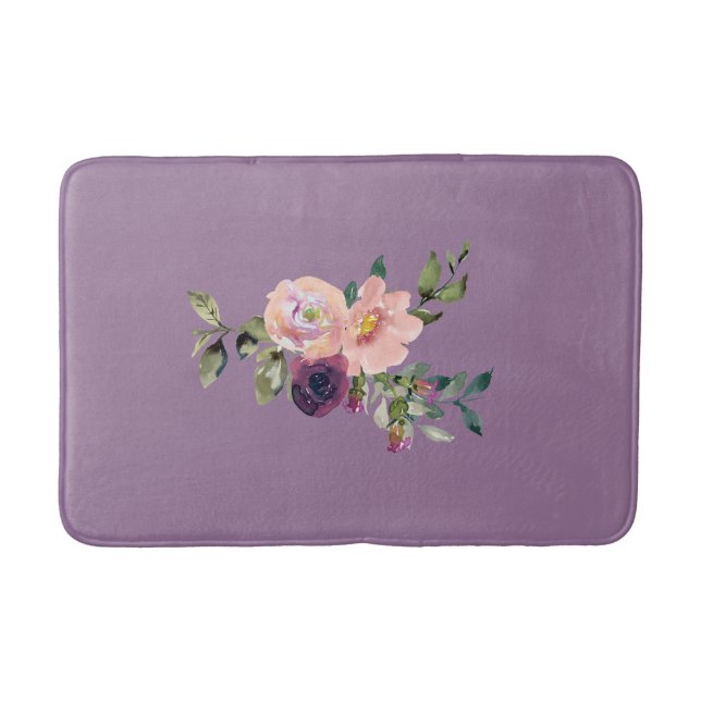 Violett Pink Lavendel Rose Blumenmatte Badematte (Vorderseite)