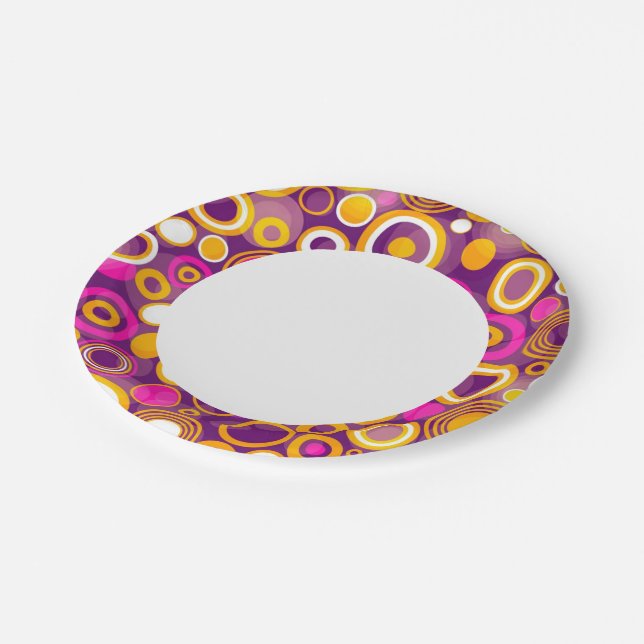 Violett Polka-Dot-Muster Pappteller (Schrägansicht)