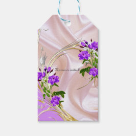 Violett Purplische Aquarellfarben Rose auf rosa Se Geschenkanhänger