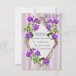 Violett Purplische Aquarellfarben Rose auf rosa Se RSVP Karte