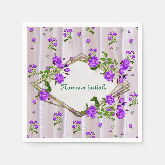 Violett Purplische Aquarellfarben Rose auf rosa Se Serviette (Vorderseite)