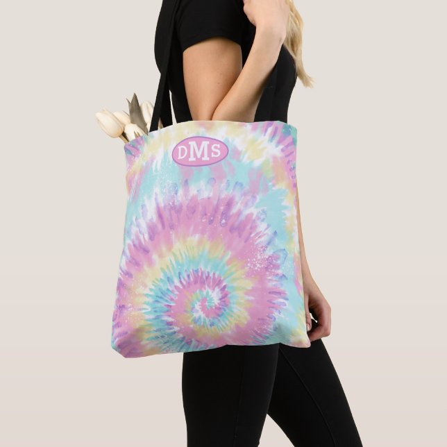 Violett Rosa blaue Gefärbte Krawatte Abstrakt Mono Tasche (Von Nahem)