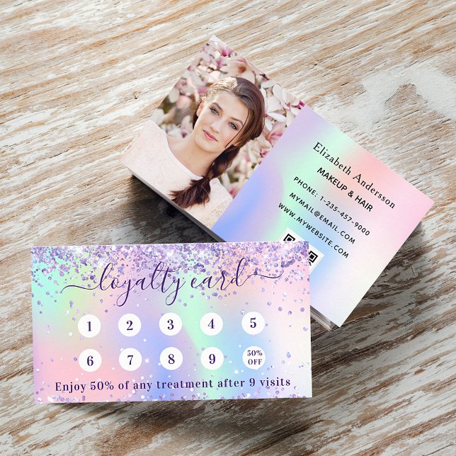 Violett rosa lila holograpisches qr-Foto Treuekarte (Von Creator hochgeladen)
