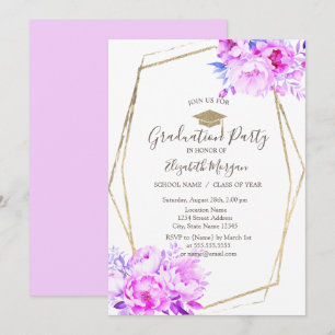 Violett Rose, Grad Kappe, Abschluss Einladung