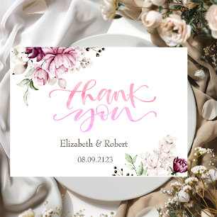 Violett-Rose in Aquarellfarben Vielen Dank Dankeskarte