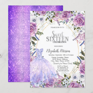 Violett Rose Kleidung Sequins Sweet 16 Einladung