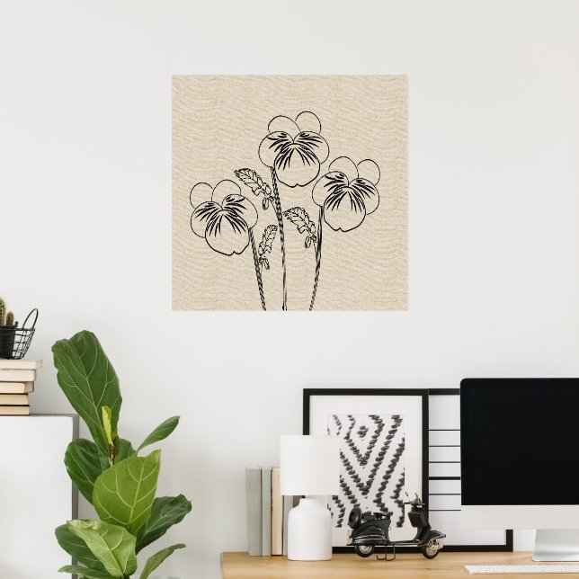 Violett-Stiefmütterchen Zeichnend Leinwand Blume P Poster (Heimbüro)