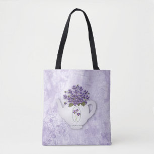 Violett-Teekanne auf der ganzen Seite Tasche