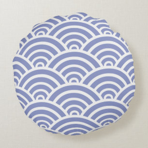 Violett Tulip & White Scallop Muster Rundkissen Rundes Kissen