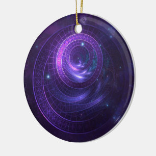 Violett und Blaue Geometrie eines Himmelsockels Keramik Ornament