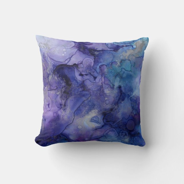 Violett und blaues Wasser Kissen (Vorderseite)