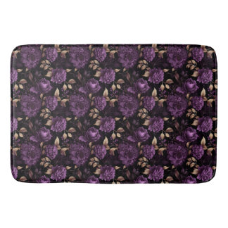 Violett und Gold dunkelgotisches botanisches Muste Badematte