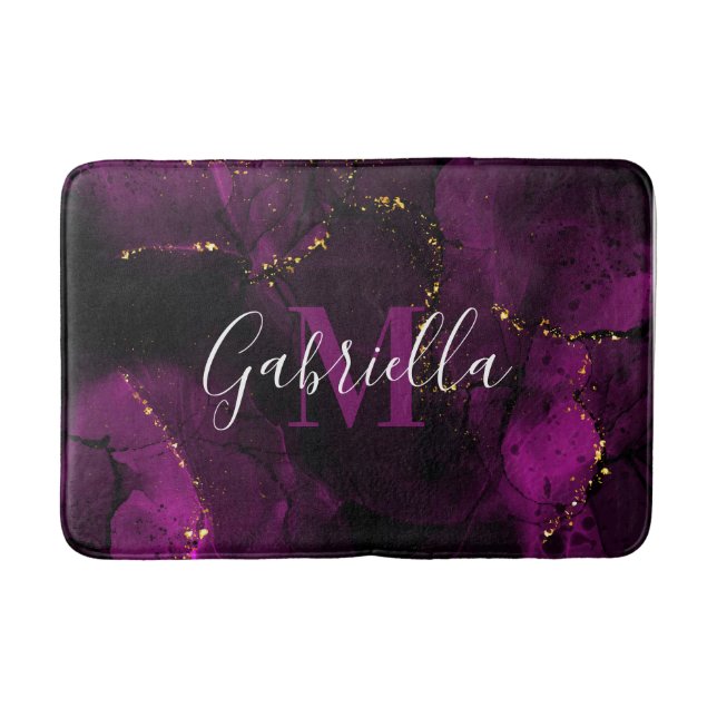 Violett und goldener Marmor Badematte (Vorderseite)