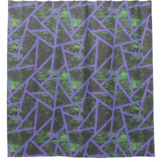 Violett und grünes Mosaik Duschvorhang