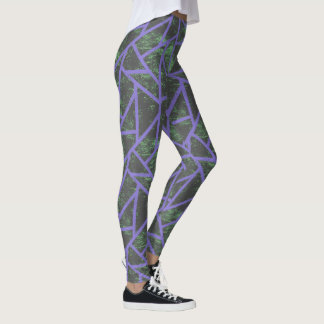 Violett und grünes Mosaik Leggings