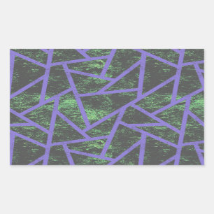 Violett und grünes Mosaik Rechteckiger Aufkleber
