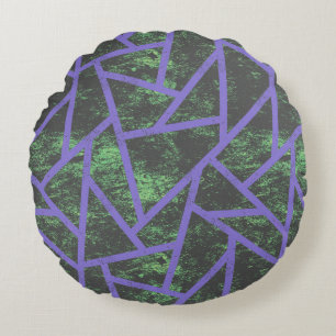 Violett und grünes Mosaik Rundes Kissen
