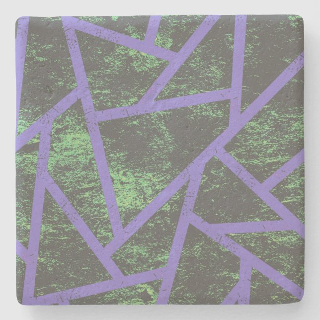 Violett und grünes Mosaik Steinuntersetzer (Vorderseite)