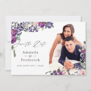 Violett- und Pflaumenhochzeit Save The Date