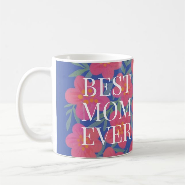 Violett und rosa Blume Beste Mama je Kaffeetasse (Links)