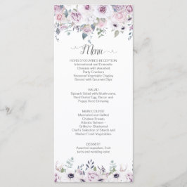 Violett und rosa Rosen Grüne Hochzeit Menükarte