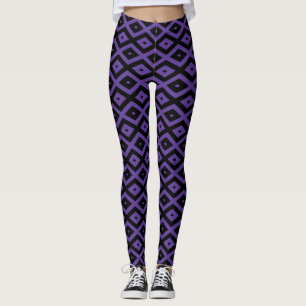 Violett und schwarzes Rautenmuster Leggings
