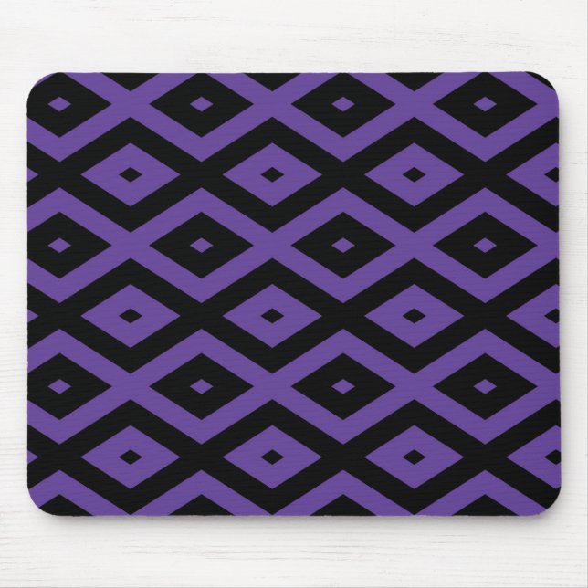 Violett und schwarzes Rautenmuster Mousepad (Vorne)