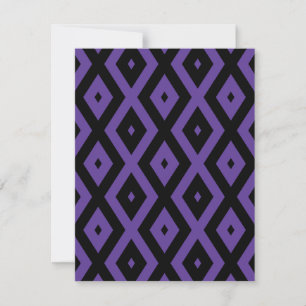 Violett und schwarzes Rautenmuster RSVP Karte