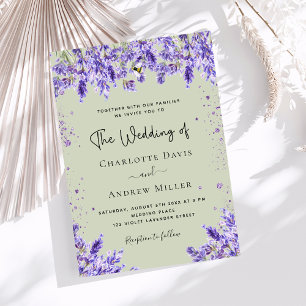 Violett-Violett-Blumen-Luxus-Hochzeit Einladung