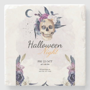 Violett Wasserfarbe Halloween-Party Gothic Skull Steinuntersetzer