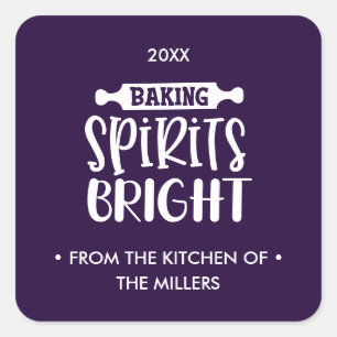 Violett Weihnachts Backbriefe hell Quadratischer Aufkleber