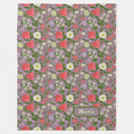 Violett Weiße und rosa Blume Fleecedecke