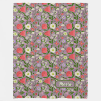 Violett Weiße und rosa Blume Fleecedecke
