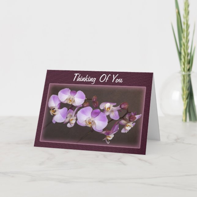 Violett Weißes Orchideen Foto Denken Sie an Ihre V Karte (Vorderseite)