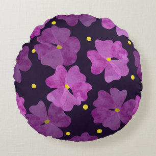Violett Whispers: Blumenkohle Elegante Rundes Kissen