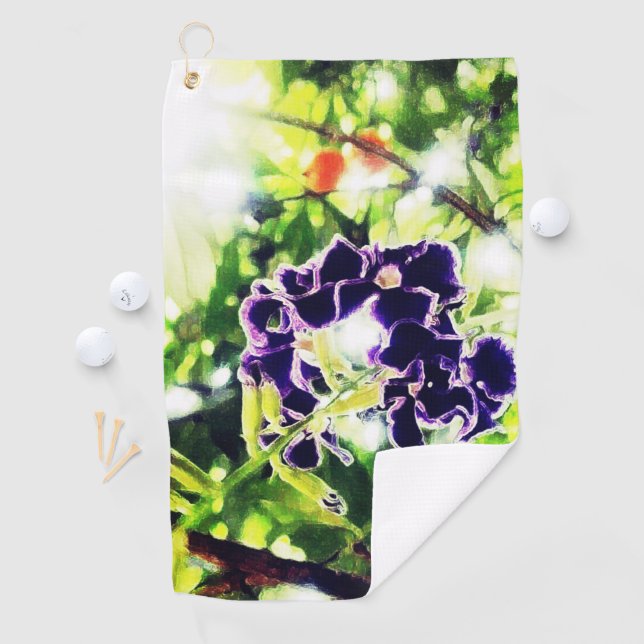 Violettblaue Blume sieht wie Ölmalerei aus Golfhandtuch (Insitu)