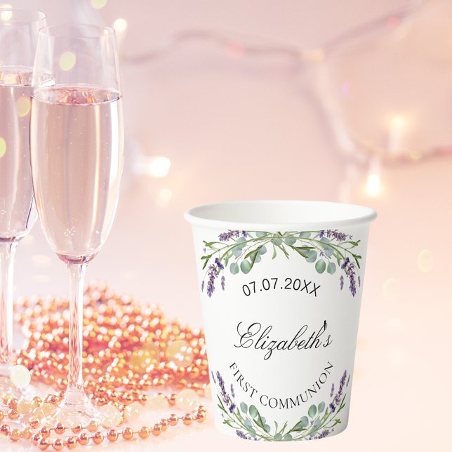 Violettblüten aus Lavendel Erste Kommunion Pappbecher (Von Creator hochgeladen)