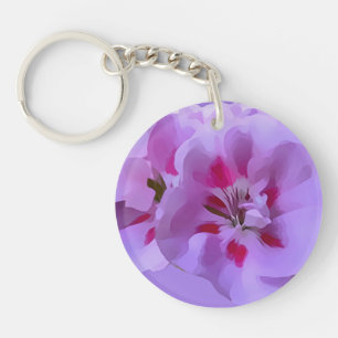 Violette abstrakte Hibiskusblüte in Pink Schlüsselanhänger