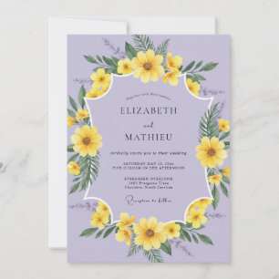 Violette Amber-Wildblumen-Hochzeit Einladung
