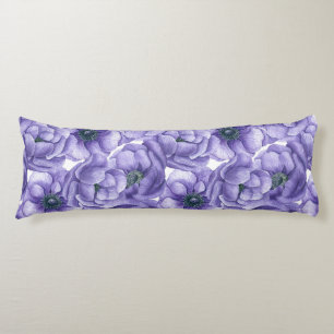 Violette Anemone Blume Aquarellmuster Seitenschläferkissen