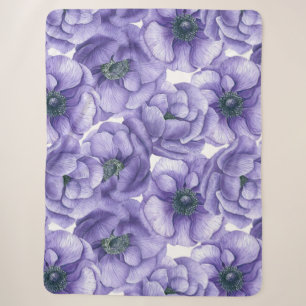 Violette Anemone Blume Aquarellmuster Sherpadecke