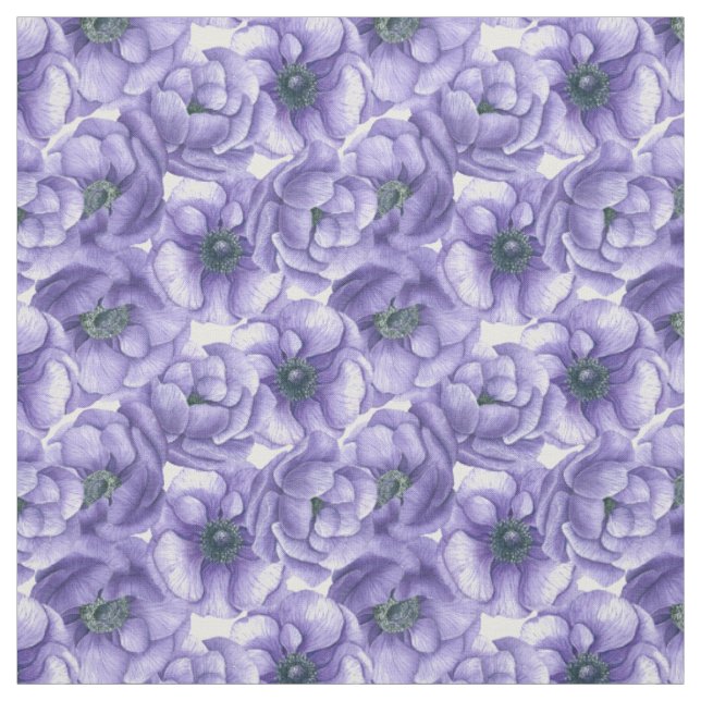 Violette Anemone Blume Aquarellmuster Stoff (Muster)