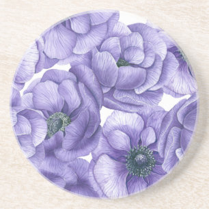 Violette Anemonenblumen Wasserfarben Muster Getränkeuntersetzer