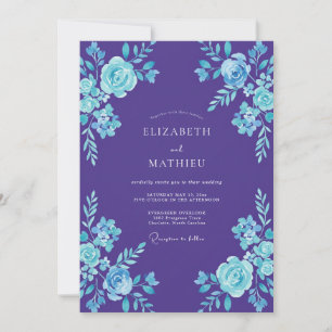 Violette Aquamalerei-Hochzeit Einladung